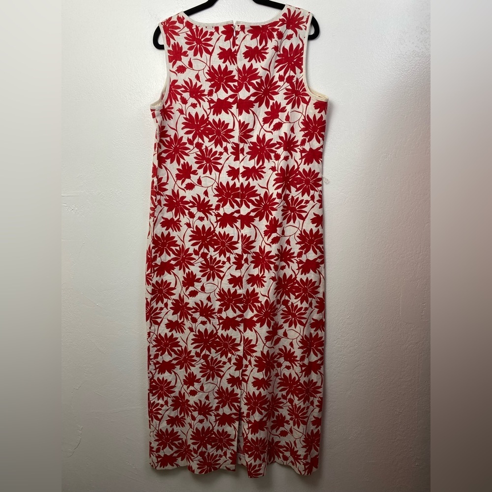 Vintage Linen Blend Vintage Bush Wacker Floral Midi Sleeveless Dress plus 16 - Picture 15 of 15